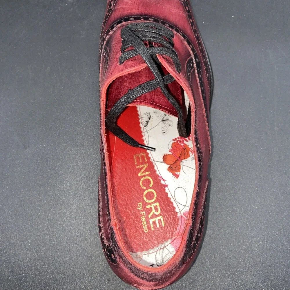 Encore by Fiesso red‎ and black leather wingtip brogue Oxford shoes 42